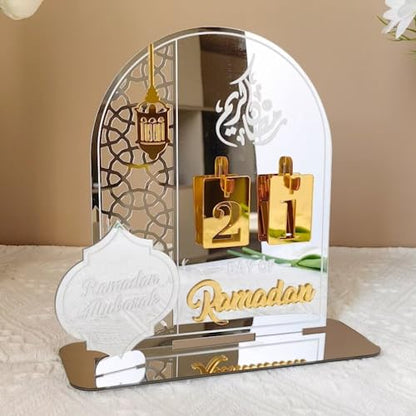 Ramadan Advent Calendar Acrylic Countdown Calendar Decorations Muslim Table Desk Indoor Decor for Home, 30 Days Til Eid, Ramadan Gift for Children, Ramadan and Eid Decor