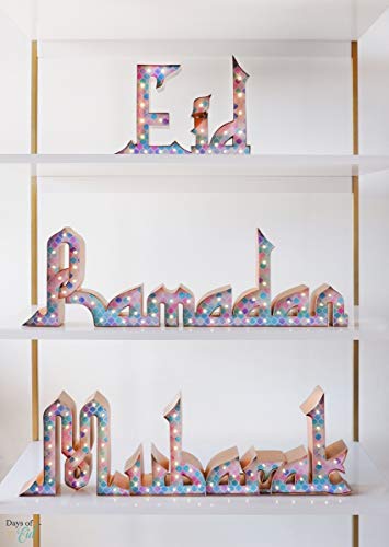 Marquee Signs Package – Eid Mubarak, Ramadan, and Mubarak Designs | Battery & USB Operated with Timer | Ramadan Eid Decorations for Home | Ramadan Mubarak Decor