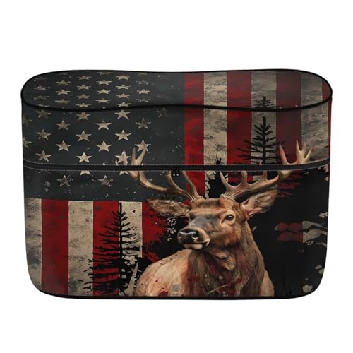 Howilath Weather Resistant Propane Tank Covers 30Lb - American Flag Deer RV Parts & Accessories for Travel Trailer Camper with Zipper - color: American Flag Deer, size: Medium(Double 30LB)