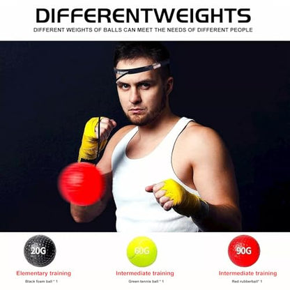 Boxing Reflex Ball Set– 3 Boxing Balls with Varying Weights, Headband, Great Boxing Equipment Gift for Reflex, Timing, Accuracy, Focus and Hand-Eye Coordination, Boxing Training for Adults and Kids
