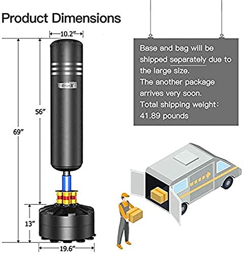 Dripex Free Standing Punching Bag for Adults, 69'' Heavy Boxing Bag with Stand, Boxing Equipment for Fight Camp Home Gym
