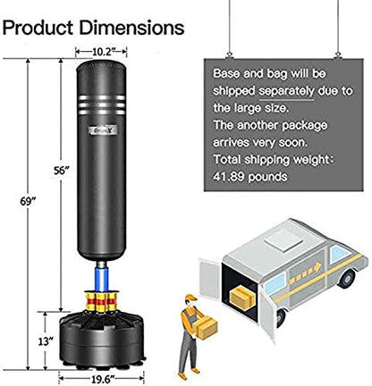 Dripex Free Standing Punching Bag for Adults, 69'' Heavy Boxing Bag with Stand, Boxing Equipment for Fight Camp Home Gym