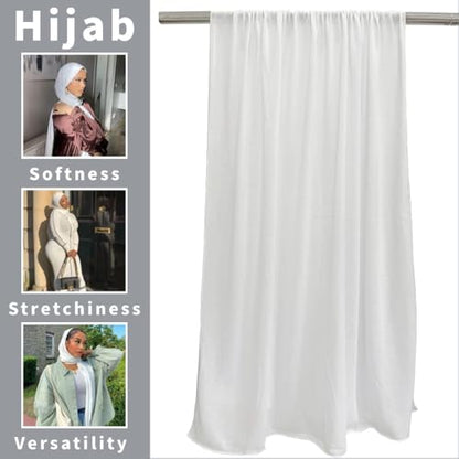 Harewom Muslim Hijab for Women Soft Stretch Headscarf Large Plain Turban Wrap Shawl Head Wrap for Everyday Wear - color: White Hijab Headscarf