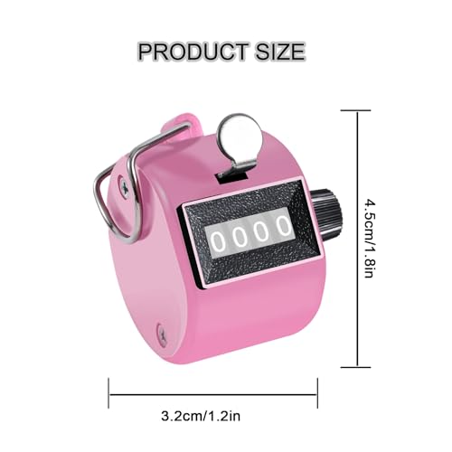 TESEAS Clicker Counter Handheld Tally Counter 4-Digit Number Counter, 2 Pack Hand Mechanical Counters Clickers Pitch Umpire Click Counter for Coaching, Knitting, People, Lap, Fishing, Golf, - color: Pink White