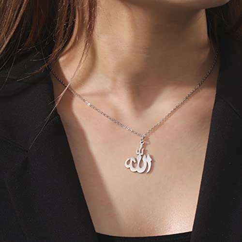 LIKGREAT Allah Necklace Stainless Steel Crescent Moon Allah Pendant Necklace Islamic Muslim Faith Jewelry for Eid Ramadan - style: s1