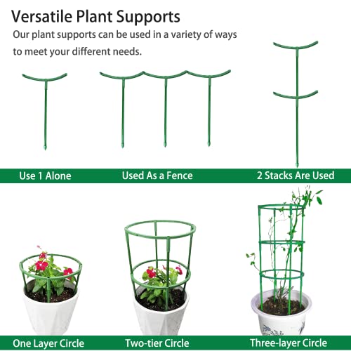 Belit 12 Pack Plant Support Stake, Half Round Plant Support Ring Plastic Plant Cage, Flower Pot Climbing Trellis for Clivia, Roses, Hydrangea, Indoor Plants, 5.5" Wide x 9.8" High - size: 5.5"x9.8"-12 Pack