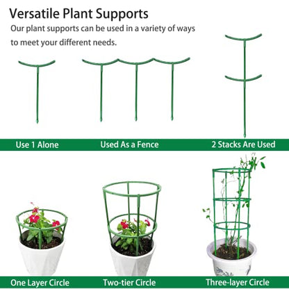 Belit 12 Pack Plant Support Stake, Half Round Plant Support Ring Plastic Plant Cage, Flower Pot Climbing Trellis for Clivia, Roses, Hydrangea, Indoor Plants, 5.5" Wide x 9.8" High - size: 5.5"x9.8"-12 Pack