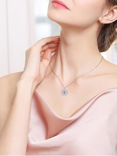 Graduation Gifts for Women 925 Sterling Silver Compass/Graduation/Vet/Cross/Stethoscope Necklace for Women - color: Compass-Turquoise