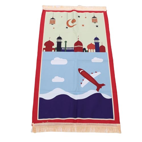 Rengue Kids Prayer Mat Childrens Prayer Rug Islamic Rug for Kids Cotton Traditional Design with Tassels for Home Solitude and Focus