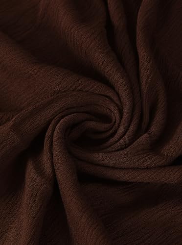 Cotton Linen Plain Hijab Scarf For Women,Muslim Viscose Crinkle Edge With Fringe,Summer Beach Wrap Headwraps Shawl - color: 20#coffee