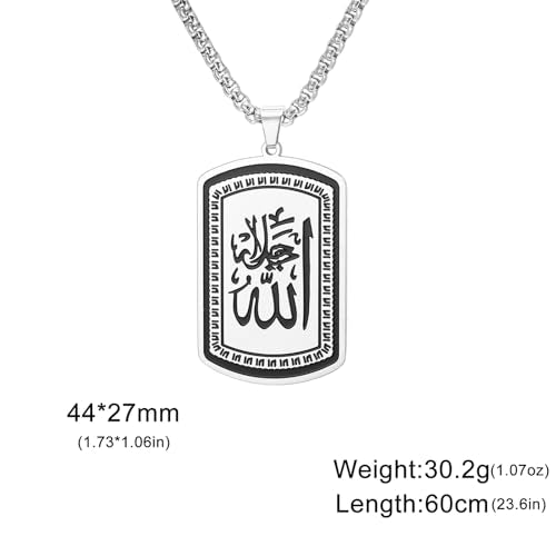 VASSAGO Allah Necklace for Women Men Stainless Steel Islamic Muslim Pendant Islam Religious Charm Jewelry Gift - color: Silver Allah Necklace2