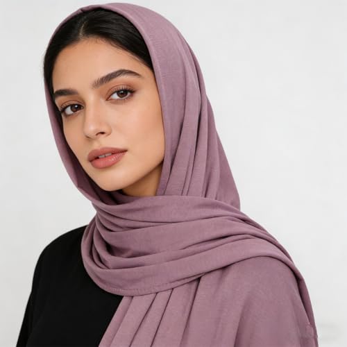 Febfim 3PCS Muslim Women Soft Modal Cotton Premium Jersey Hijab Scarf Wrap Turban - color: Color E