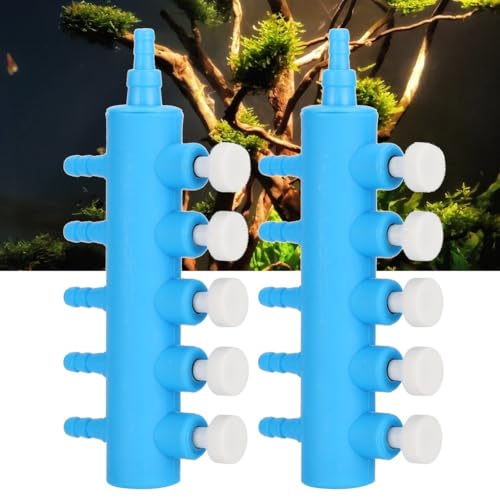 2Pcs 4mm Adapter Connector Plastic Distributor Aquarium Air Pump Splitter for Fish Tank Oxygen Tubing(5 Way) - style: 5 Way