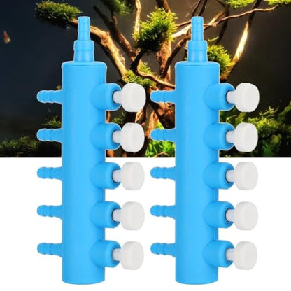 2Pcs 4mm Adapter Connector Plastic Distributor Aquarium Air Pump Splitter for Fish Tank Oxygen Tubing(5 Way) - style: 5 Way