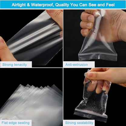 2''x 3'', (Pack of 100) Thick Clear Plastic Reclosable Zip Poly Bags with Resealable Lock Seal Zipper for Photo, Jewelry, Bakery, Treats, Travel, Storage, Packaging & Shipping - size: 2" x 3"