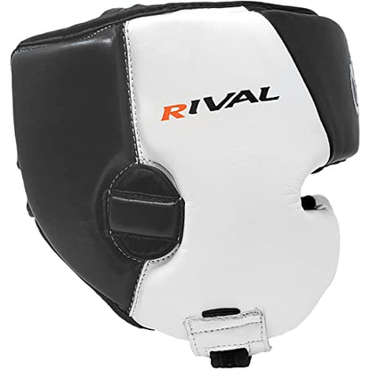 RIVAL Boxing RHG20 Traditional Headgear - Microfiber Inner Lining, Quick and Easy Adjustment, and Dual Density Foam Padding - color: Black/White, size: X-Large