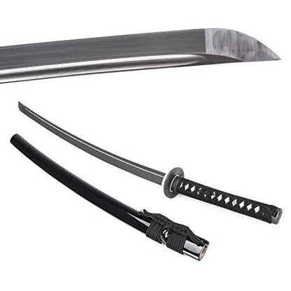 siwode Katana Handmade Full Tang Sharp, Alloy Tsuba Japanese Samurai Sword High Carbon Steel 1060,T10 1095, 40-Inch - color: fan