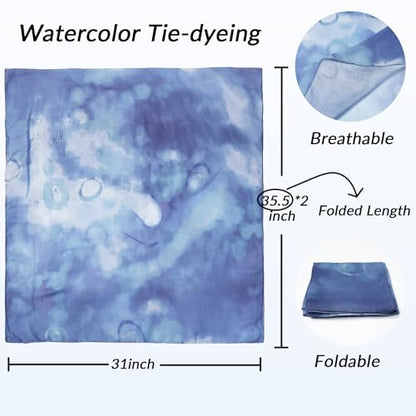 Printed Hijab for Women Printing Hijab Scarf for Women Muslim Islamic Prayer Clothes 1pc Muslim Women's Khimar - color: Misty Ocean Blue