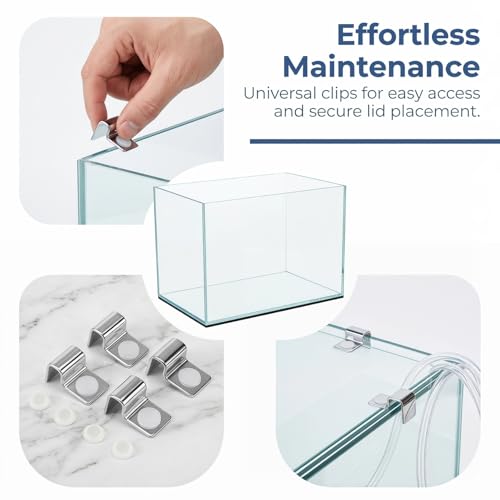 Fish Tank Cover Brackets Stainless Steel Aquarium Lid Clips for Glass Cover Support 4 Pack Aquarium Hood Clips to Hold Lid Securely for Tank Cleaning and Water Changes