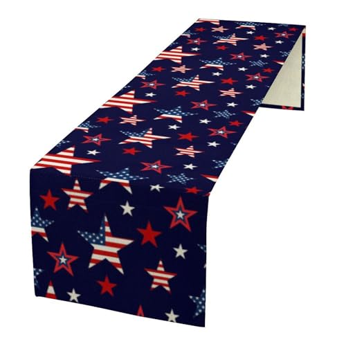 4th of July Table Runner,American Flag Stars Independence Day Table Cloth for Home Indoor Outdoor Kitchen Holiday Birthday Party Wedding Decor 13x36 Inch - color: American Flag-5, size: 13x36in