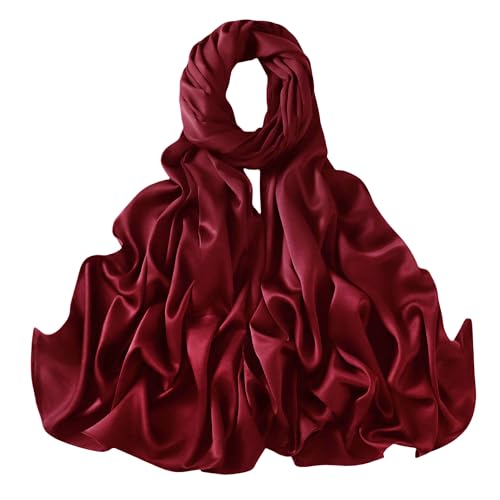 Lina & Lily Luxury Satin Hijab Head Scarf Shawl Wrap for Muslim Women Extra Long - color: Burgundy