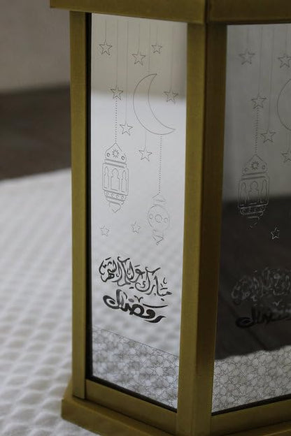 Eid New Year Mubarak Alaykom Al Shahar Ramadan Lantern - Perfect for Gifting, Housewarming, Wedding, Decoratives, Stylish Home Festive Muslim Durable Lightning Occasions