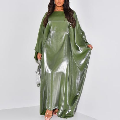 Muslim Dress Women One-Piece Prayer Dress Long Robe Long Sleeve Maxi Kaftan Dresses Islamic Clothes Set - color: Gn2