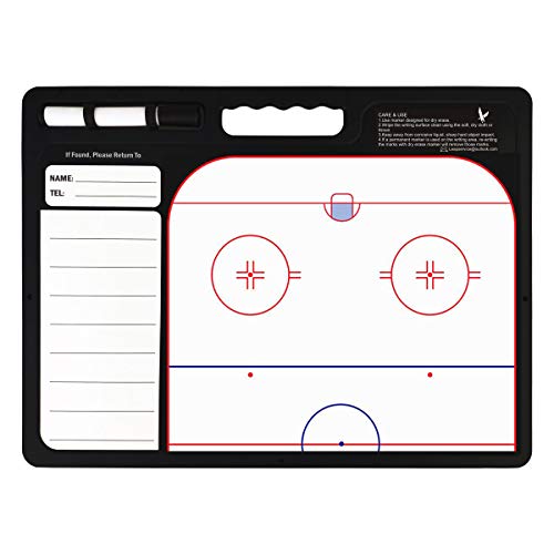 LEAP Coach Board Premium Tactical Clipboard Two Sides with Full & Half Court Dry Erase Marker Board for Basketball, Baseball, Soccer, Football, Hockey - color: Ice Hockey