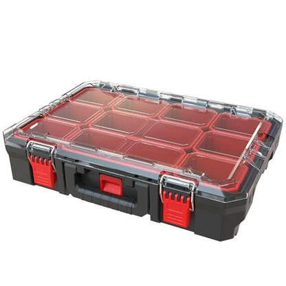 Tools Organizer, Small Parts Storage Toolbox, 20.7 * 14.7 * 5.4" Durable Hardware Box Storage, with Removable Inner Cups