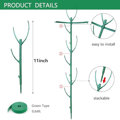 Belit 6 Pack Stackable Twigs, Small Plant Support Stakes & Plant Cage Support Rings for Indoor Outdoor Plants Climbing Plants, Plastic Branches Support Structures,11" - size: 11 Inch-6 Pack