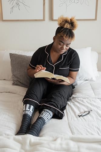 Bible Verse Socks for Women - Christian Crew Socks | Inspirational and Comfortable, Easter Gift Idea - color: All Things Through Christ - Phil. 4:13
