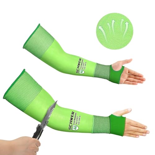 Schwer Ultra-Thin ANSI A6 Cut Resistant Arm Sleeves, 21 Gauge Comfortable and Breathable Protective Sleeves, Arm Protectors for Thin Skin and Bruising, Work, Gardening, Farming, Outdoors, L - size: 18in-L