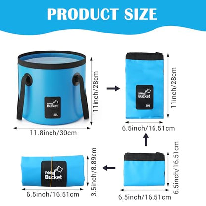 4 Pcs 5 Gallon Collapsible Bucket with Handle Foldable Bucket Water Container for Camping Fishing Car Washing Gardening Outdoor Portable Wash Basin(Blue, Yellow, Orange, Black)