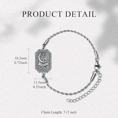 PELOVNY Allah Bracelet 925 Sterling Silver Islam Allah Bracelet Islamic Muslim Religious Jewelry Gifts for Men Women - color: Allah Bracelet-01