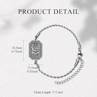 PELOVNY Allah Bracelet 925 Sterling Silver Islam Allah Bracelet Islamic Muslim Religious Jewelry Gifts for Men Women - color: Allah Bracelet-01