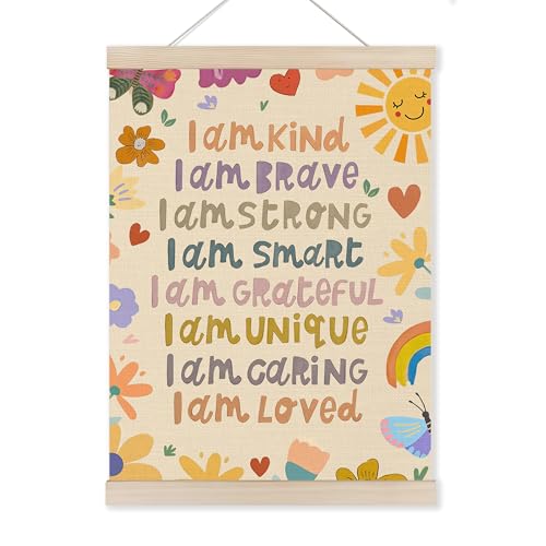 HUGANE Boho Sunshine Inspirational Wall Art Poster Hanger Frame, Motivational Quotes Canvas Pictures Prints Framed Hanging Wall Decor for Kids Room Nursery Playroom Classroom, 12x16 Inch - color: Color-26