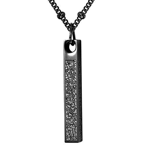 Qitian Islamic Jewelry Gifts for Women Muslim Pendant Gold Allah Arabic 3D Bar Necklaces Ayatul Kursi Necklace Islam Eid Ramadan Gifts for Women Men - color: D-Black-Muslim Necklace for women