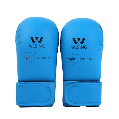 Wesing Karate Protective Gears Set with Chest Guard Gloves Groin Protection and Shin Instep Guard for Men - color: Blue, size: X-Large