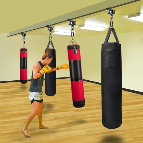 Punching Bag Hanger for I Beam 880 LBs Capacity Heavy Bag Mount Width Adjustable Boxing Bag Holder & Steel Beam Clamp for Beam - color: Hanger&Carabiner&360°Swivel(2 Pack)
