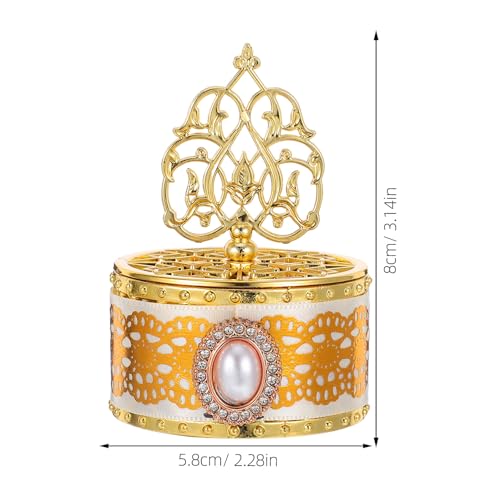 BESTonZON 6pcs Eid Mubarak Plastic Candy Favor Boxes with Lace Design, Small round Treat Containers for Ramadan Party, Wedding, and Islamic Festive Food Storage