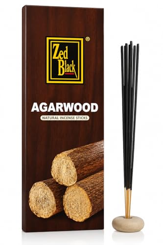 Zed Black Agarwood Incense Sticks, Rich Woody Oud Aroma, 120 Count