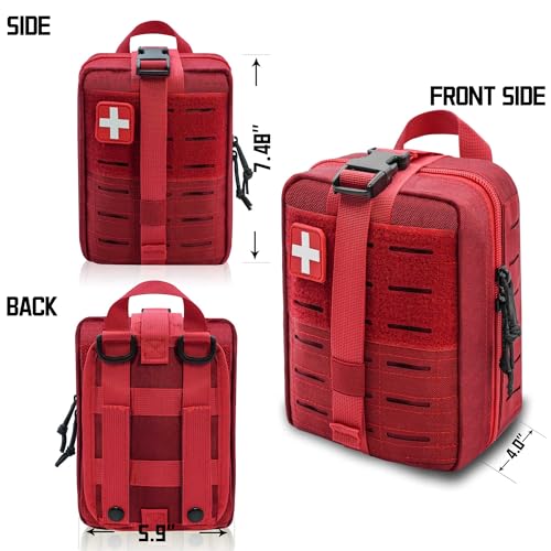 Ifak Pouch - Rip Away Molle Tactical Medical Pouch, Empty First Aid Kit Bag for Duty Belt (1 Pack RED) - color: 1 Pack Red
