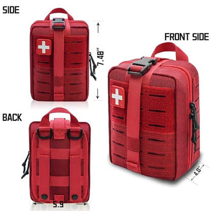 Ifak Pouch - Rip Away Molle Tactical Medical Pouch, Empty First Aid Kit Bag for Duty Belt (1 Pack RED) - color: 1 Pack Red