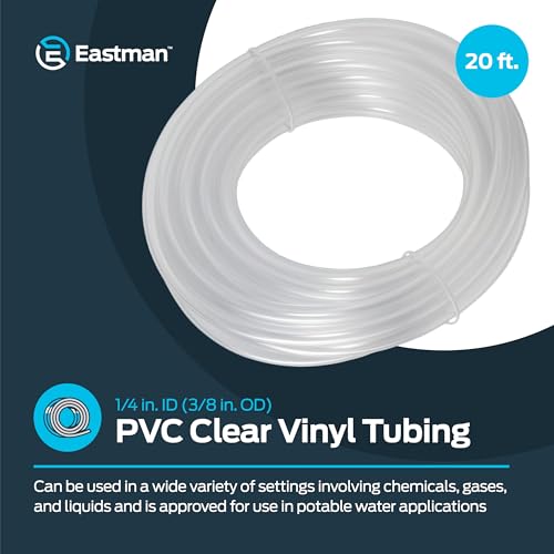 Eastman 1/4 Inch ID (3/8 Inch OD) PVC Clear Vinyl Tubing, 20 Foot Length, 98563 - size: 1/4 in. ID x 3/8 in. OD, style: 20 Ft.