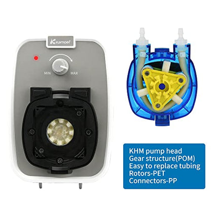 Kamoer KCPA600 24V Peristaltic Pump High Flow Rate Liquid Dosing Pump 180-520ml/min Adjustable, Norprene Tube 4mm ID x 7.2mm OD