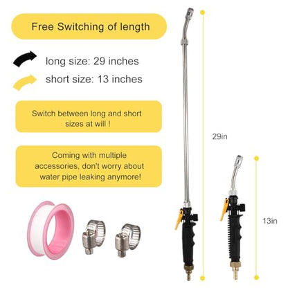 for Stainless Steel Spray Bar for Replacement with 3/8"" Brass Barb, Adjustable Nozzle Watering Wand Garden Hose Backpack Sprayer, Includes Clamps and Tape