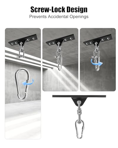 Heavy Bag Hanger, Punching Bag Stand with Locking Clip, 360° Swivel Wall Mount Ceiling Hook for Punching Bag/Aerial Yoga/Hammock/Sandbag/Swing Chair – Heavy-Duty Boxing Bag Mount (900LB Capacity)