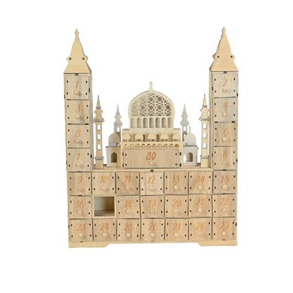 Ramadan Eid Mubarak Countdown Calendar Decoration, Ramadan Advent Calendar with Wooden Drawers, Wood Advent Calendar for Muslim Ramadan Party Decoration