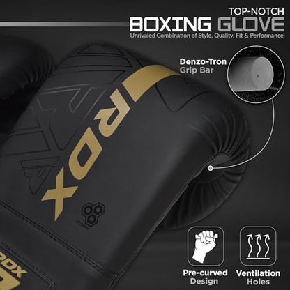 RDX Boxing Pads and Bag Gloves Set, Maya Hide Leather Kara Hook and Jab Training Pads, Curved Focus Mitts for MMA, Muay Thai, Kickboxing Coaching, Martial Arts, Punching Hand Target Strike Shield - color: GOLDEN
