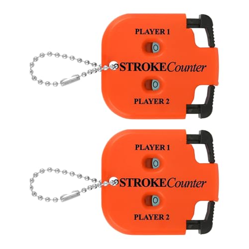 2 Pcs Golf Stroke Counters, Portable Score Keeper with Hanging Rope Mini Square Design 2 Player Stroke Shot Counter Clicker Accessories for Golf Training Competitions & Games - color: Orange